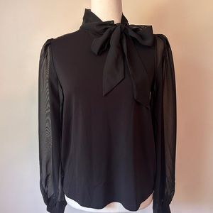 Black sheer sleeved blouse